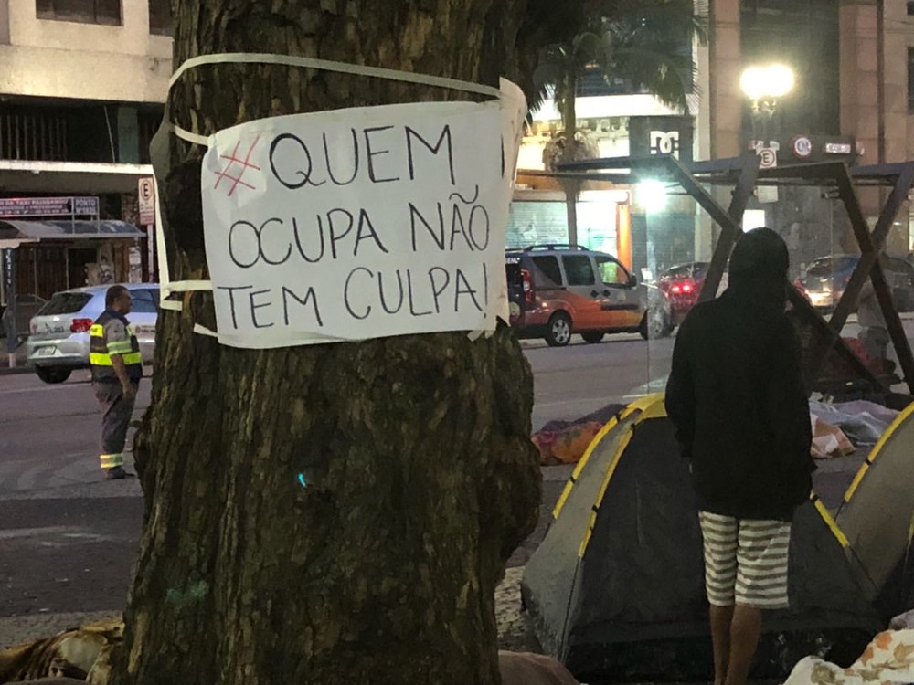 Acampamento no Largo Paissandu (Foto: Kleber Tomaz/G1)