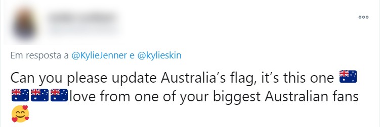 Fãs indicaram que Kylie Jenner havia confundido a bandeira da Austrália (Foto: Reprodução / Twitter)
