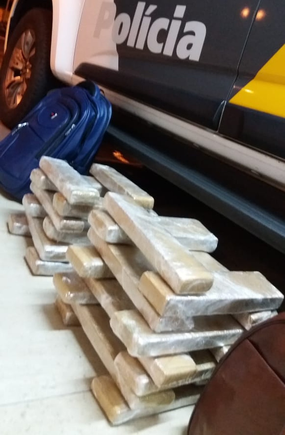 Tabletes de maconha foram apreendidos em Presidente Venceslau — Foto: Polícia Militar Rodoviária