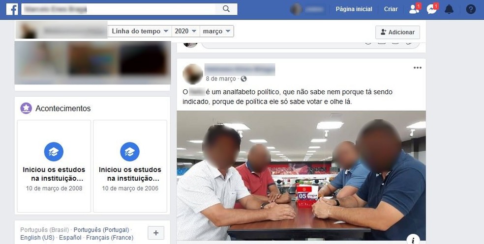 Amigo que chamou empresário de analfabeto político em rede social é condenado a apagar post no AC — Foto: Reprodução/Facebook