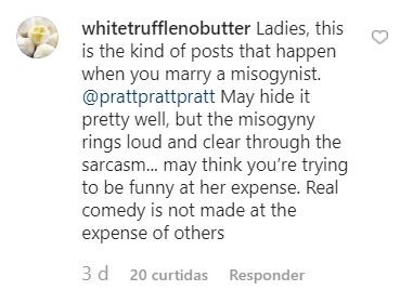 Comentário no post de Chris Pratt (Foto: Instagram)