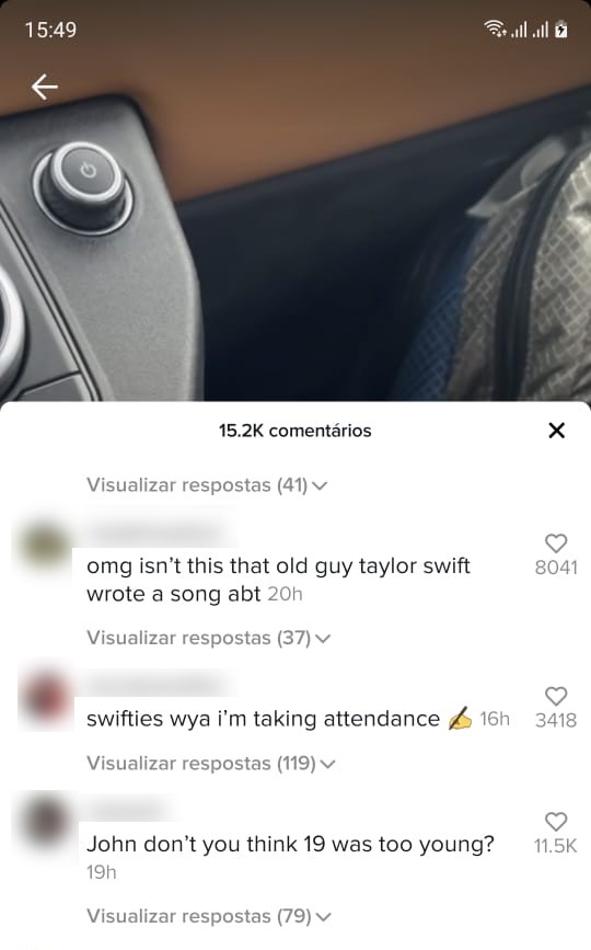 Fãs de Taylor Swift comentam primeiro vídeo de John Mayer no TikTok (Foto: Reprodução / TikTok)