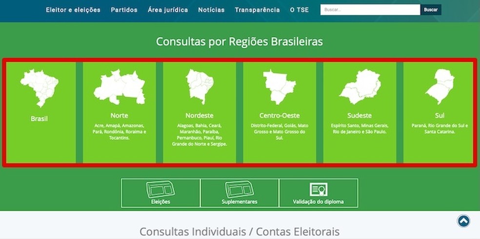 Abra a região desejada no site do TSE e consulte a lista de candidatos — Foto: Reprodução/Helito Bijora