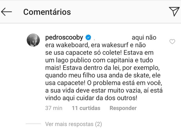 Comentários no Instagram de Pedro Scooby (Foto: Reprodução/Instagram)