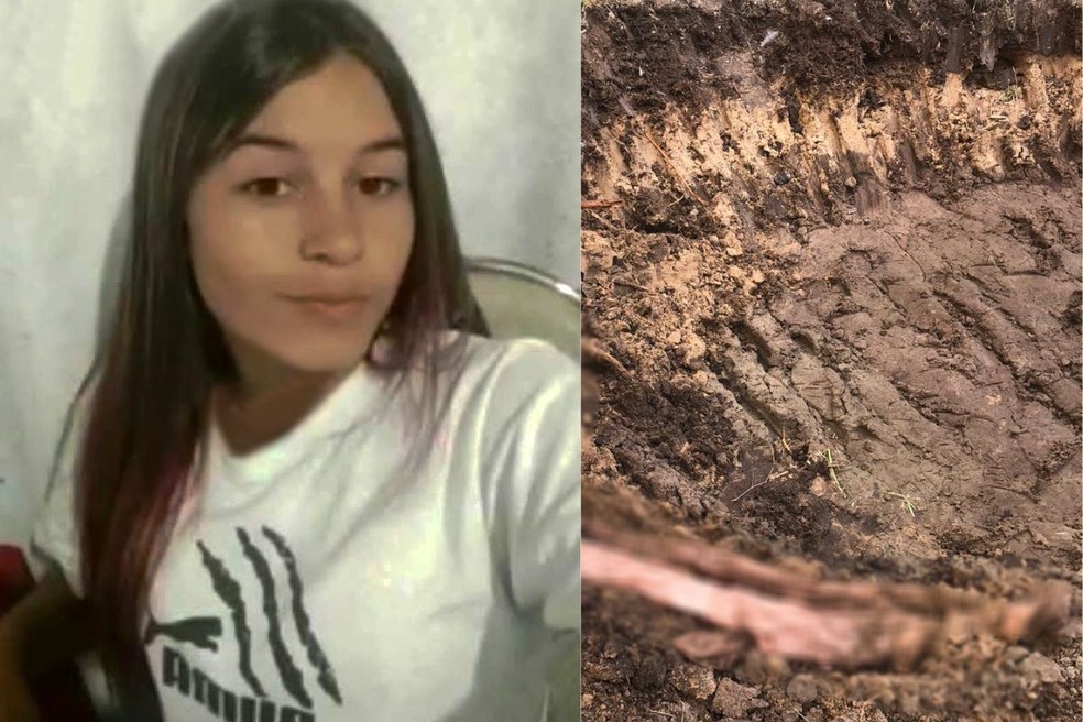 Polícia acredita que ossada encontrada seja de jovem de 17 anos que está desaparecida. Ela morava na casa com o pai — Foto: Arquivo pessoal e Rinaldo Rori/g1 Santos