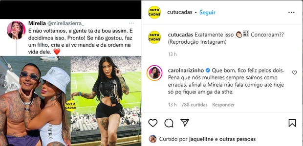 MC Mirella e Carol Narizinho trocam farpas (Foto: Reprodução/Instagram)