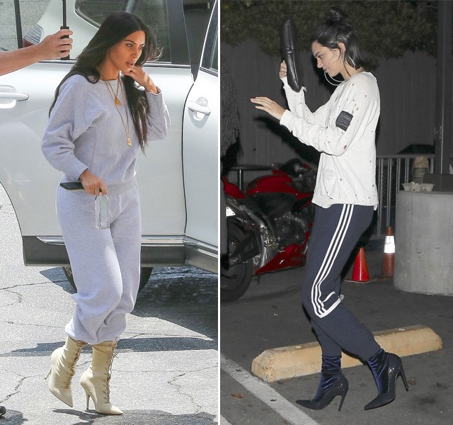 Moletom + salto alto: batalha fashion entre Kim Kardashian e Kendall Jenner (Foto: AKM-GSI )