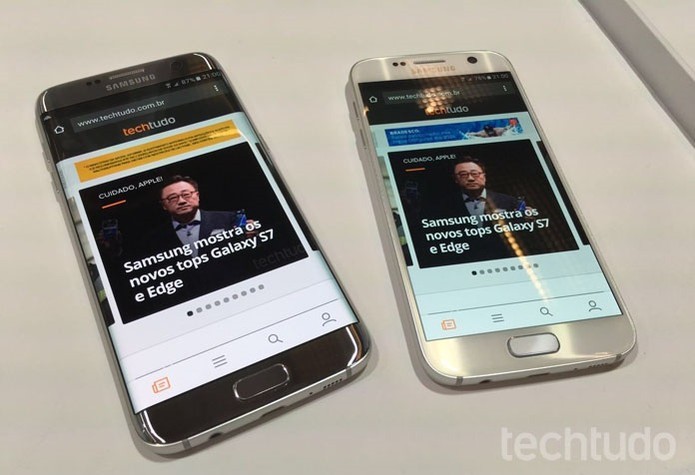 Galaxy S7 Edge, à esquerda, e Galaxy S7, à direita (Foto: Thássius Veloso/TechTudo)