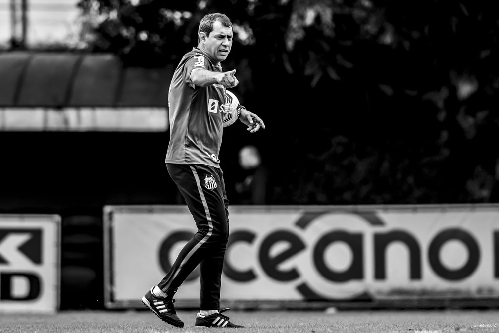 Fábio Carille durante treino do Santos — Foto: Ivan Storti/Santos FC