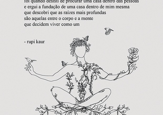 A indiana Rupi Kaur, autora do poema abaixo, de seu mais recente livro, O Que o Sol Faz com as Flores (Foto: Divulgação e Reprodução/ Instagram)
