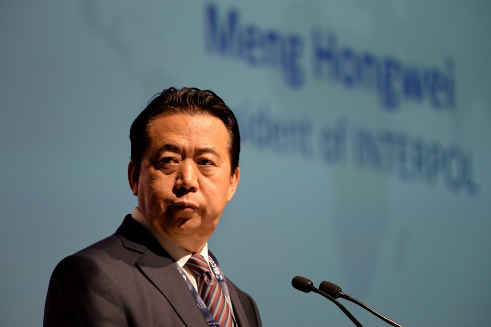 Meng Hongwei, presidente da Interpol, em foto de 4 de julho de 2017 — Foto: Roslan Rahman/AFP