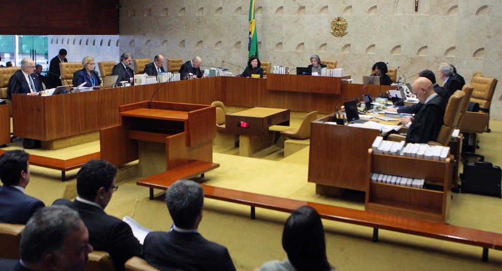 Ministros do STF reunidos no plenÃ¡rio na sessÃ£o desta quarta-feira (20/6). A sessÃ£o referendou a possibilidade de delegados firmarem acordos de delaÃ§Ã£o premiada (Foto: Carlos Moura/SCO/STF)
