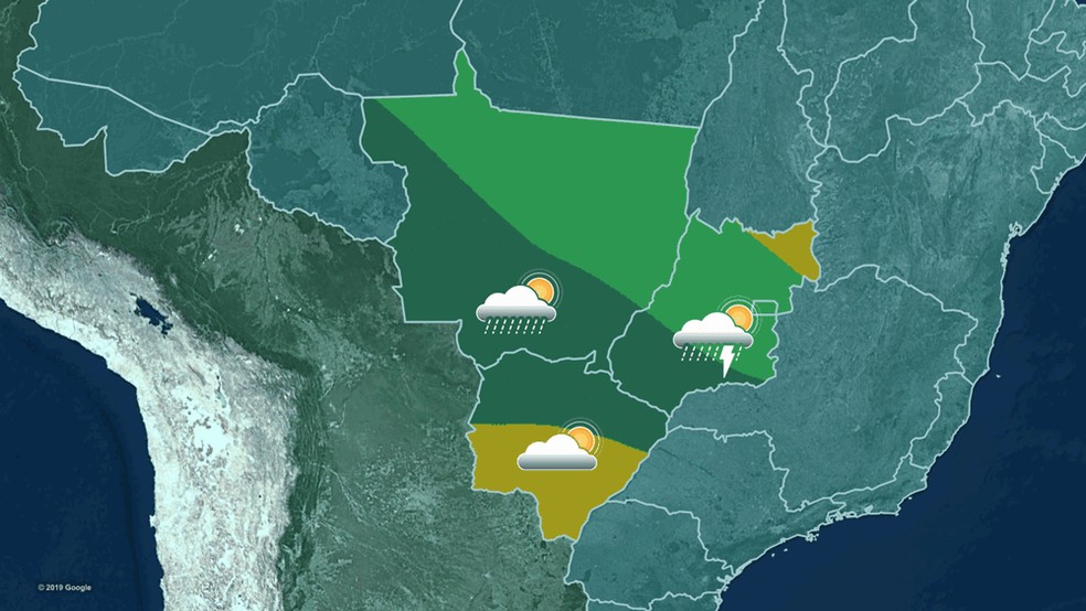 Previsão do tempo Centro-Oeste 26/09/2019 — Foto: Reprodução TV Globo
