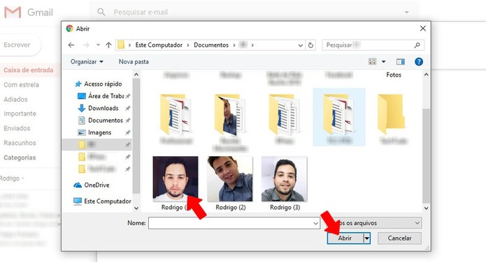 Selecione a nova foto de perfil do Gmail entre os arquivos do seu computador (Foto: Reprodução/Rodrigo Fernandes) Selecione a nova foto de perfil do Gmail entre os arquivos do seu computador (Foto: Reprodução/Rodrigo Fernandes)