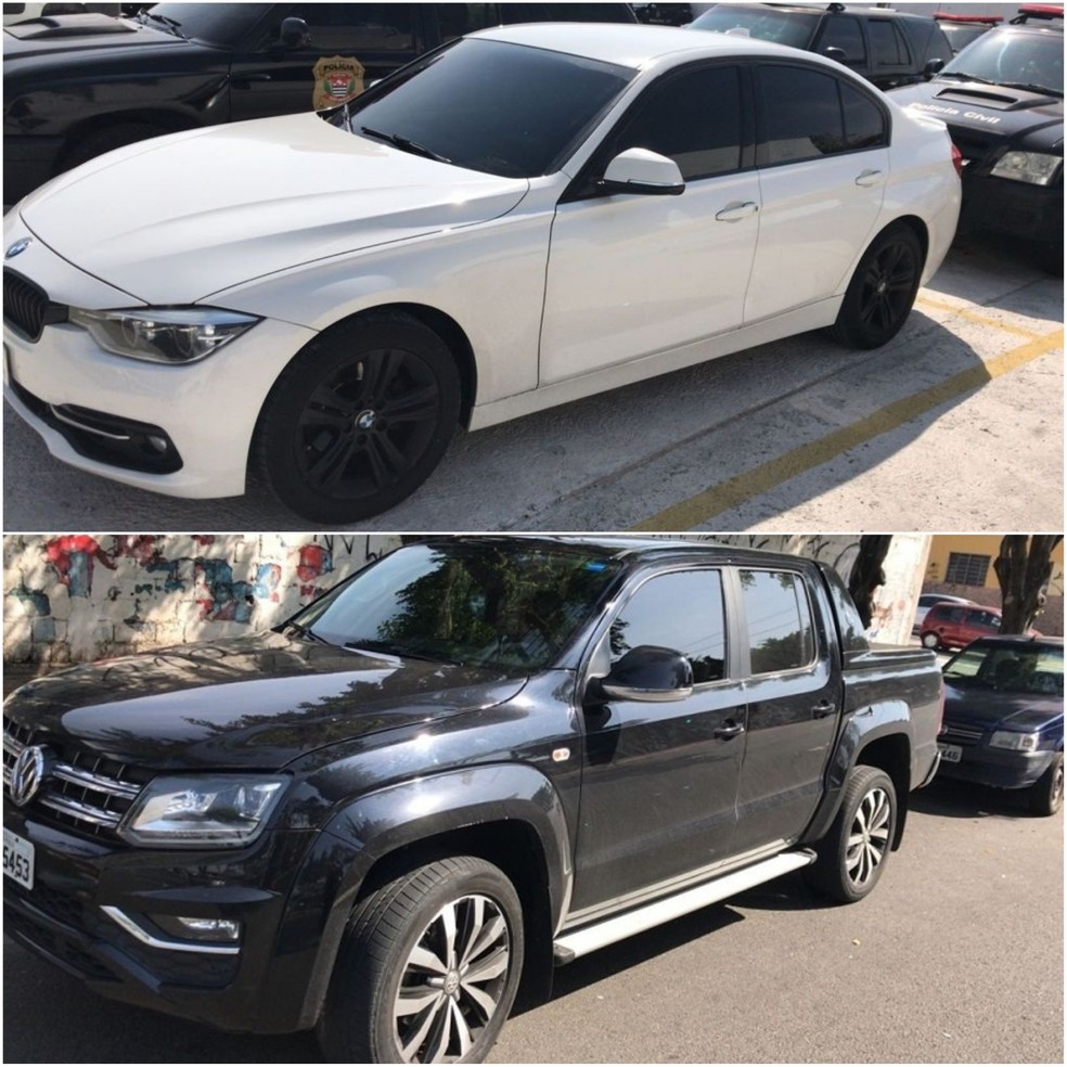 Dois carros de luxo foram apreendidos em Sorocaba (SP) com o suspeito de financiar mega-assalto em Araçatuba — Foto: Polícia Civil/Divulgação