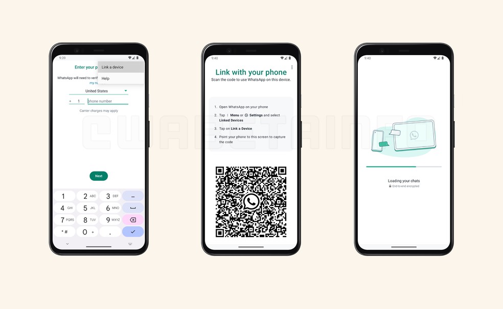 Em fase de testes, recurso permitirá conectar-se ao WhatsApp em até 4 celulares diferentes — Foto: Divulgação/WhatsApp