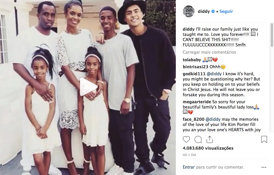 Um dos posts de Diddy em homenagem à atriz e modelo Kim Porter (Foto: Instagram)