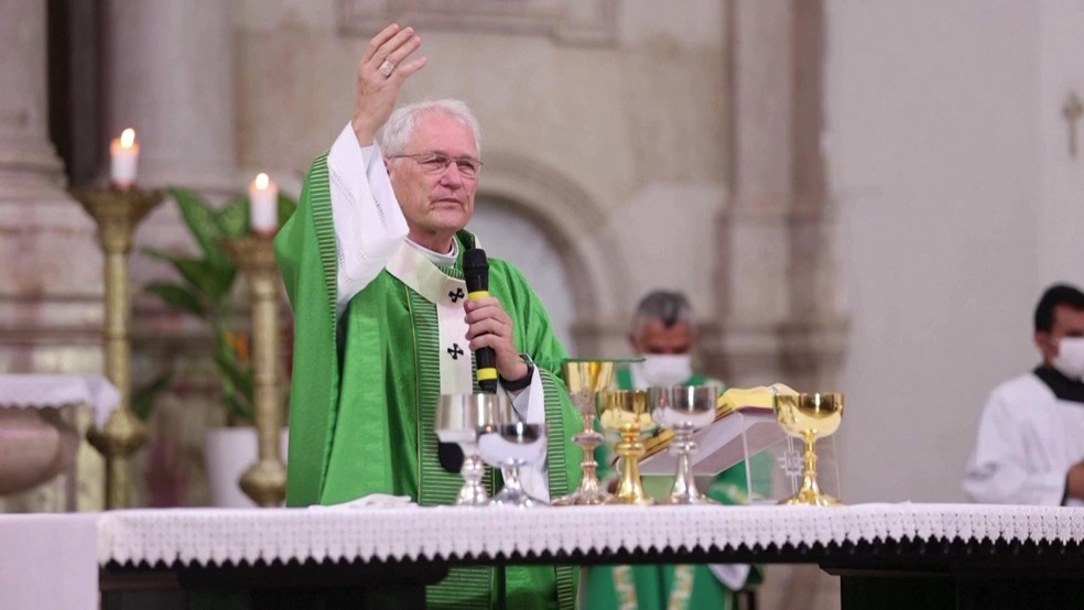 Dom Leonardo Steiner, arcebispo de Manaus, durante uma celebração de missa em 4 de agosto de 2022 — Foto: Reuters