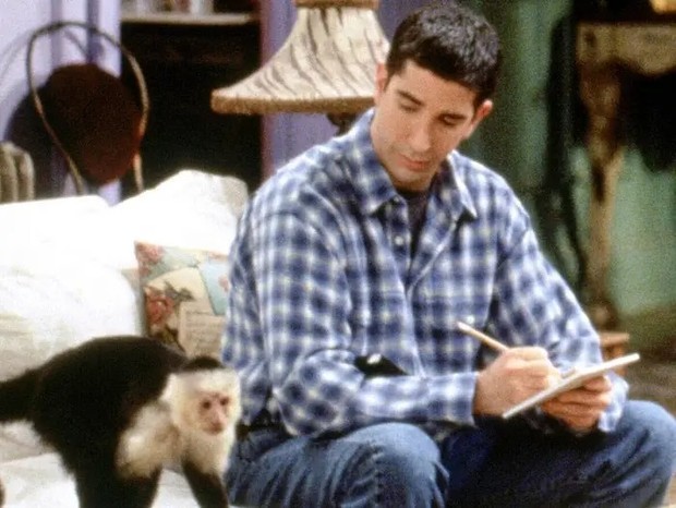 David Schwimmer atuou com macacos em Friends (Foto: Reprodução)