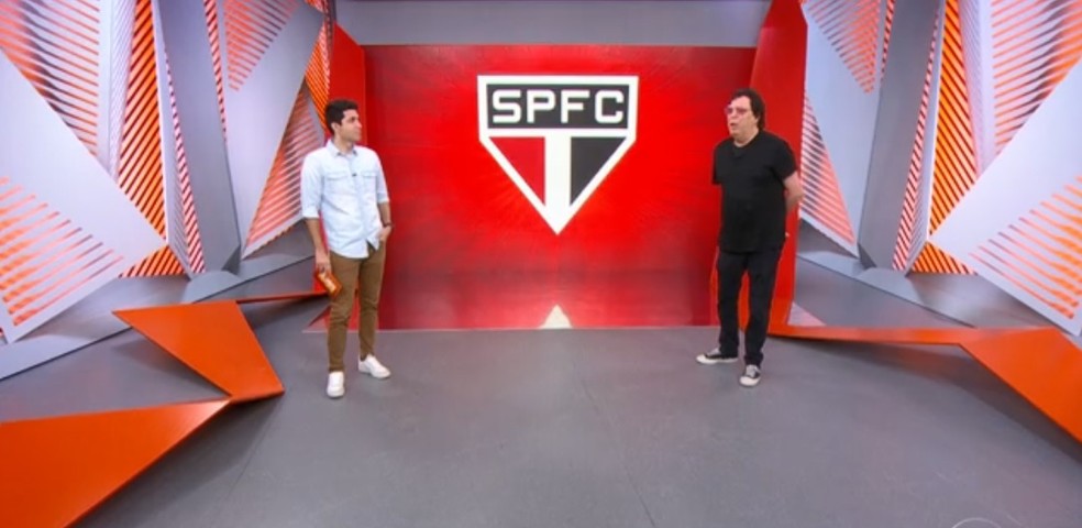Caio Maciel, apresentador do Globo Esporte, e Casagrande falaram do São Paulo no programa desta sexta-feira — Foto: ge