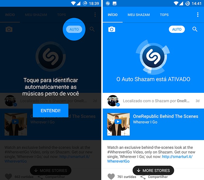 Shazam tem nova função que identifica músicas em segundo plano no Android (Foto: Reprodução/Elson de Souza)