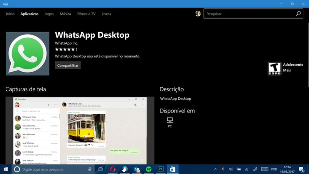 WhatsApp aparece na loja do Windows 10 para computadores ...
