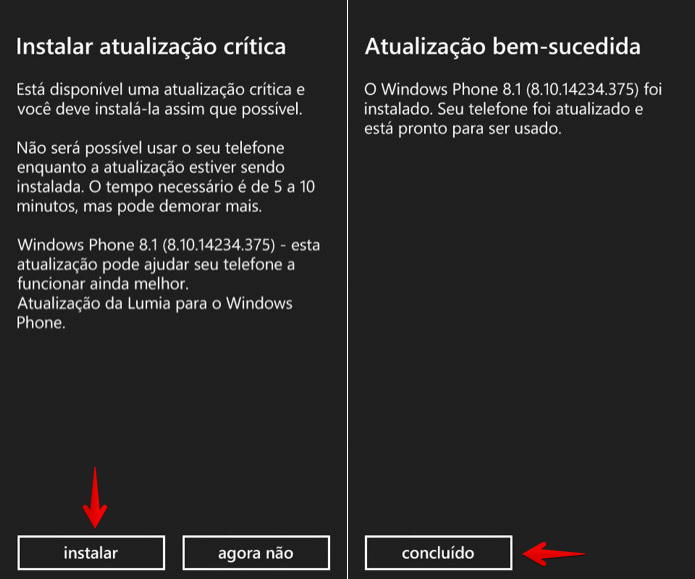 Instalando atualiza??o no Windows Phone (Foto: Reprodu??o/Helito Bijora) 