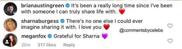 O comentário irônico de Megan Fox no post do ex-marido  (Foto: Instagram)