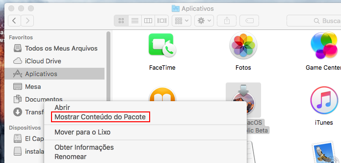 Acessando o conteúdo do pacote de instalação do macOS Sierra (Foto: Reprodução/Edivaldo Brito)