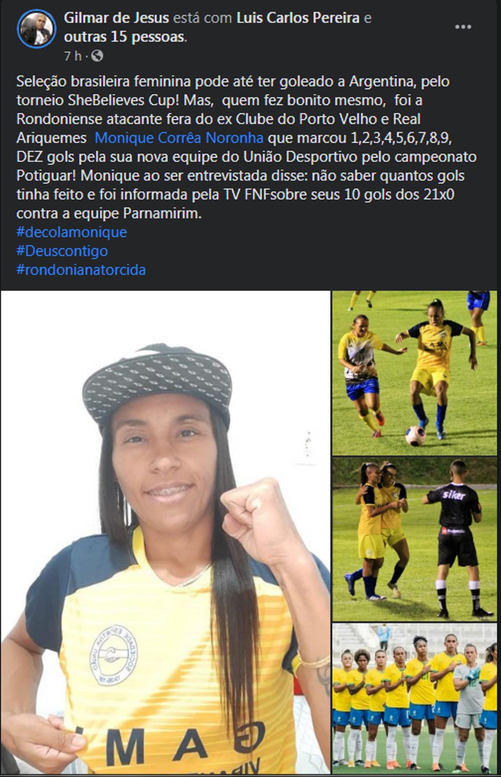 Monique marca 10 gols, internauta pede Seleção (Foto: Rede sociais)