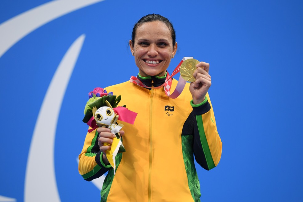 Maria Carolina Santiago fatura o ouro na natação nas Paralimpíadas — Foto: Alex Davidson/Getty Images