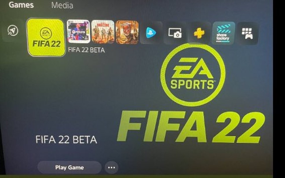 Beta fechado do FIFA 22 disponível no PlayStation 5 — Foto: Reprodução/Twitter