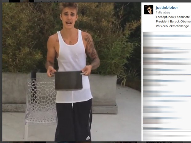 Justin Bieber participa do desafio do balde de gelo (Foto: Reprodução/Instagram)