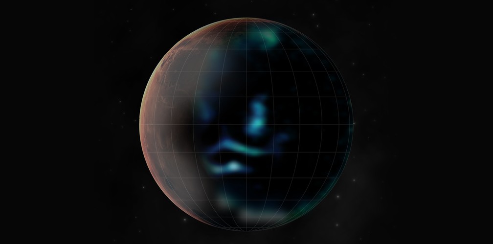 Espaçonave Hope capta imagens da aurora de Marte — Foto: Emirates Mars Mission