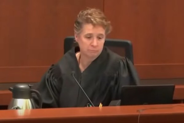 A reação da juiza ao final do depoimento de Alejandro Romero, ex-porteiro de Johnny Depp e Amber Heard (Foto: Reprodução/YouTube)