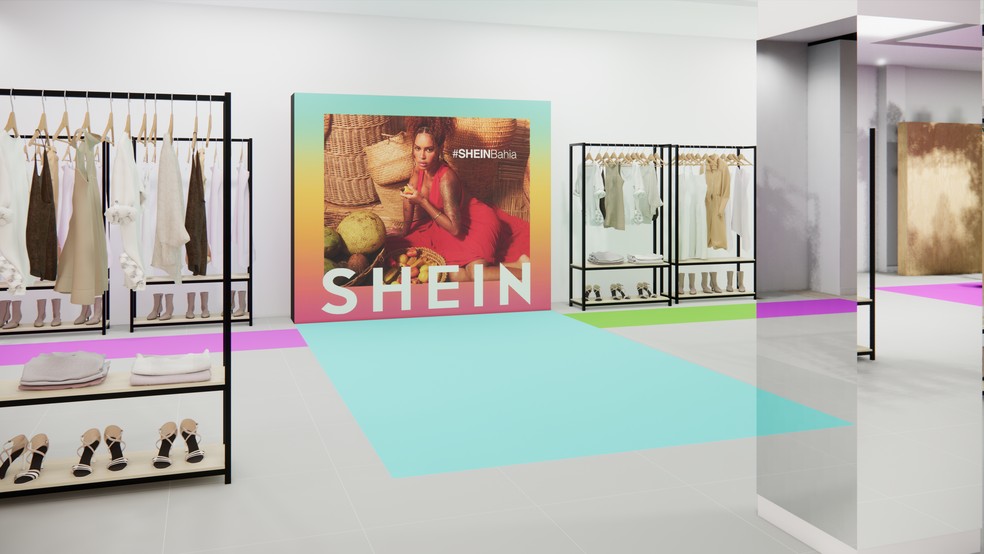 Mockup da loja pop-up da Shein em Salvador  — Foto: Divulgação/Shein