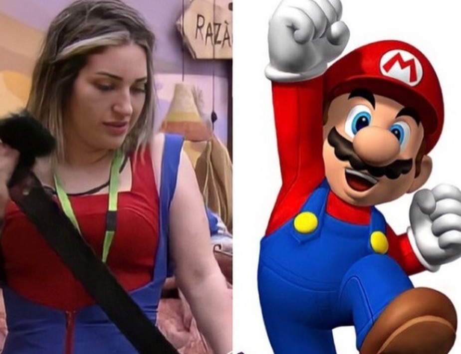 Amanda é comparada a Mario Bros por look de festa do BBB 23