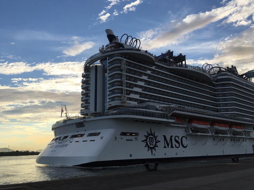 MSC Seaview atraca no Porto de Santos (SP) — Foto: Solange Freitas/G1