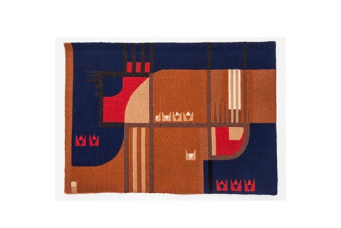 Tapeçaria tecida artesanalmente em lã, 1,42 x 1,02 m, criada pelo pintor e artista tapeceiro Rubem Dario, m, na Passado Composto Século XX, preço sob consulta 