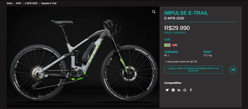 Modelo de bicicleta que Fred est&aacute; leiloando &mdash; Foto: Reprodu&ccedil;&atilde;o