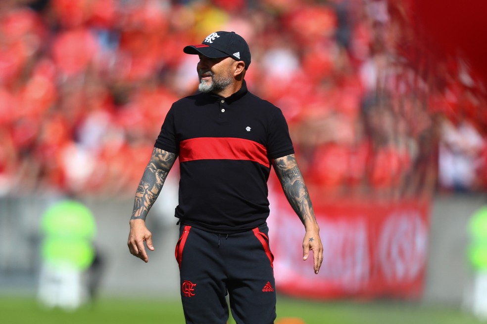 Jorge Sampaoli em Internacional x Flamengo — Foto: Gilvan de Souza/Flamengo