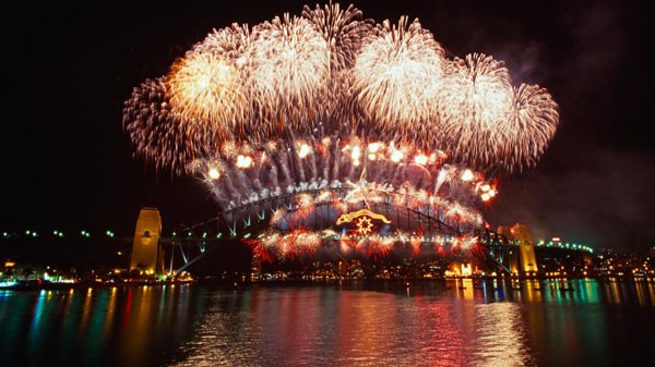 Fogos de artifício no reveillón em Sydney, Austrália (Foto: Reprodução australia.com)