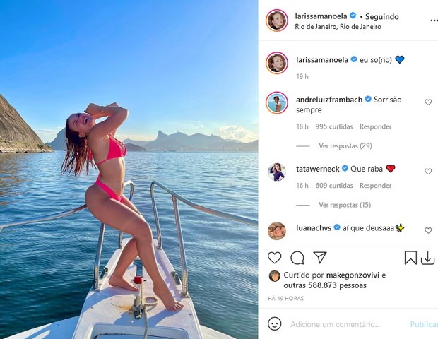 Larissa Manoela posa de biquíni e André Luiz Frambach comenta (Foto: Reprodução/Instagram)
