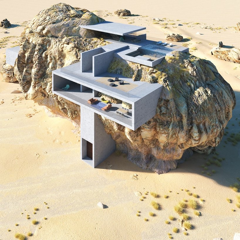 Casa modernista é projetada dentro de pedra gigante (Foto: Divulgação)