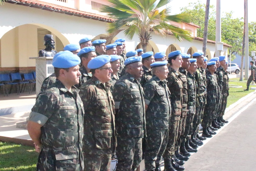 Militares do contingente de Teresina que participaram ao longo dos 13 anos de missão das tropas brasileiras no Haiti (Foto: Junior Feitosa/G1)