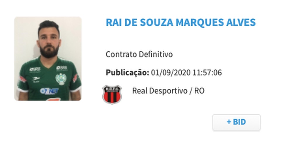 Inscrito no BID, Raí já pode atuar no Brasileirão (Foto: CBF Reprodução)