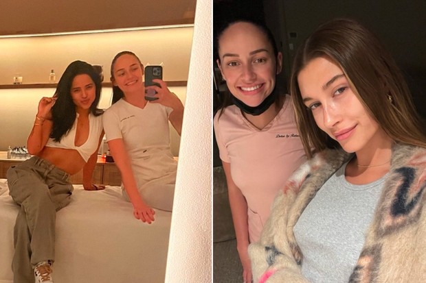 Becky G e Hailey Bieber visitam spa de massoterapeuta brasileira (Foto: Arquivo pessoal)