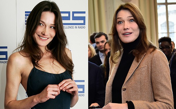 Carla Bruni em 2002 e em 2015 (Foto: Getty Images)
