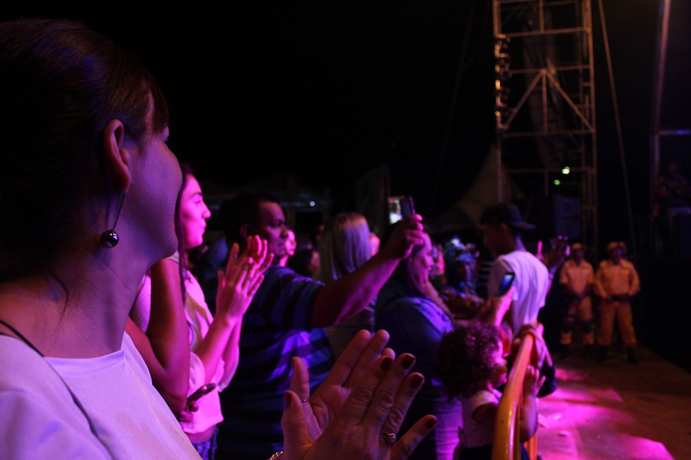 Plateia durante a apresentação do cantor Daniel em Porto Velho.  — Foto: Pedro Bentes/G1