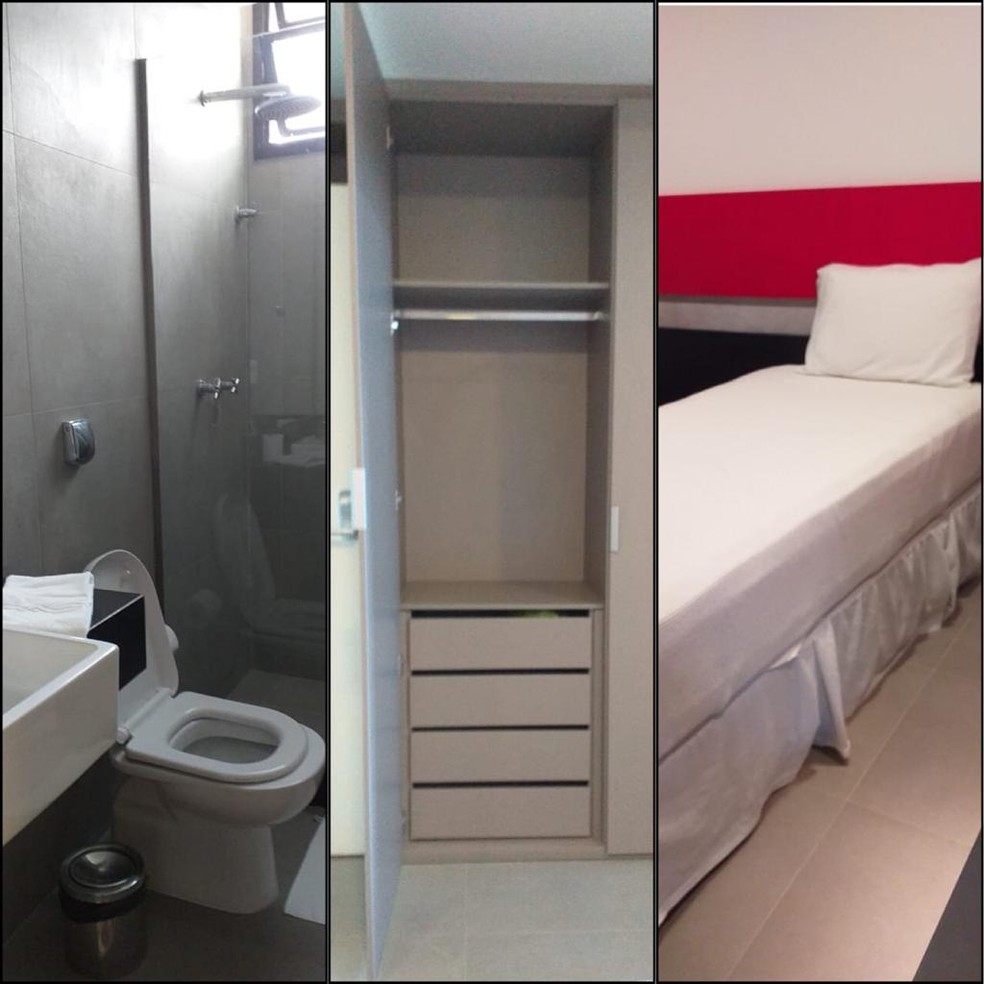 Banheiro exclusivo por quarto, armários e camas individuais — Foto: GloboEsporte.com
